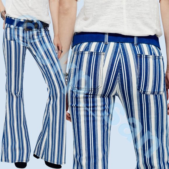 Free People Jolene Hip Hugger Striped Flare Sz 29 - Picture 4 of 16